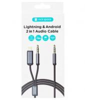 Аудиокабель Rock Lightning & Android 2in1, 1м (Черный)