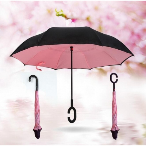 Зонт обратного сложения (зонт наоборот) Розовый